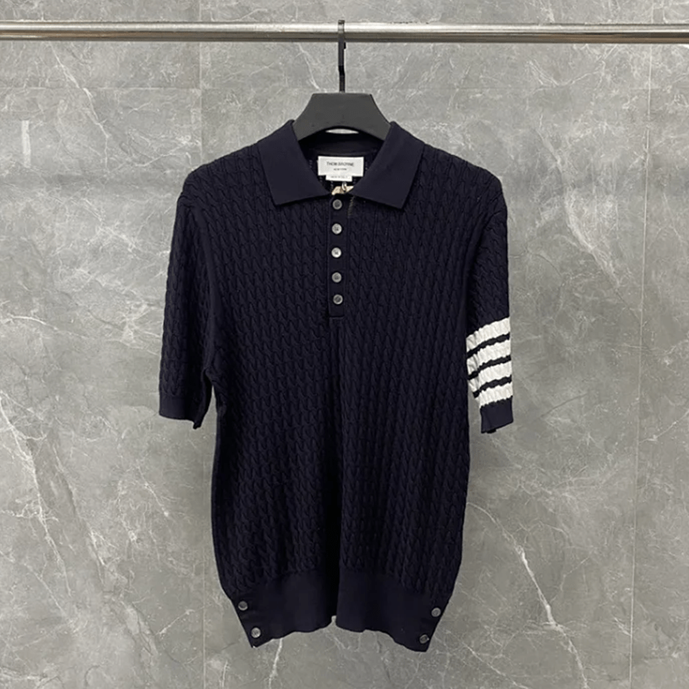 톰브라운 4바 니트 반팔 포켓 티셔츠