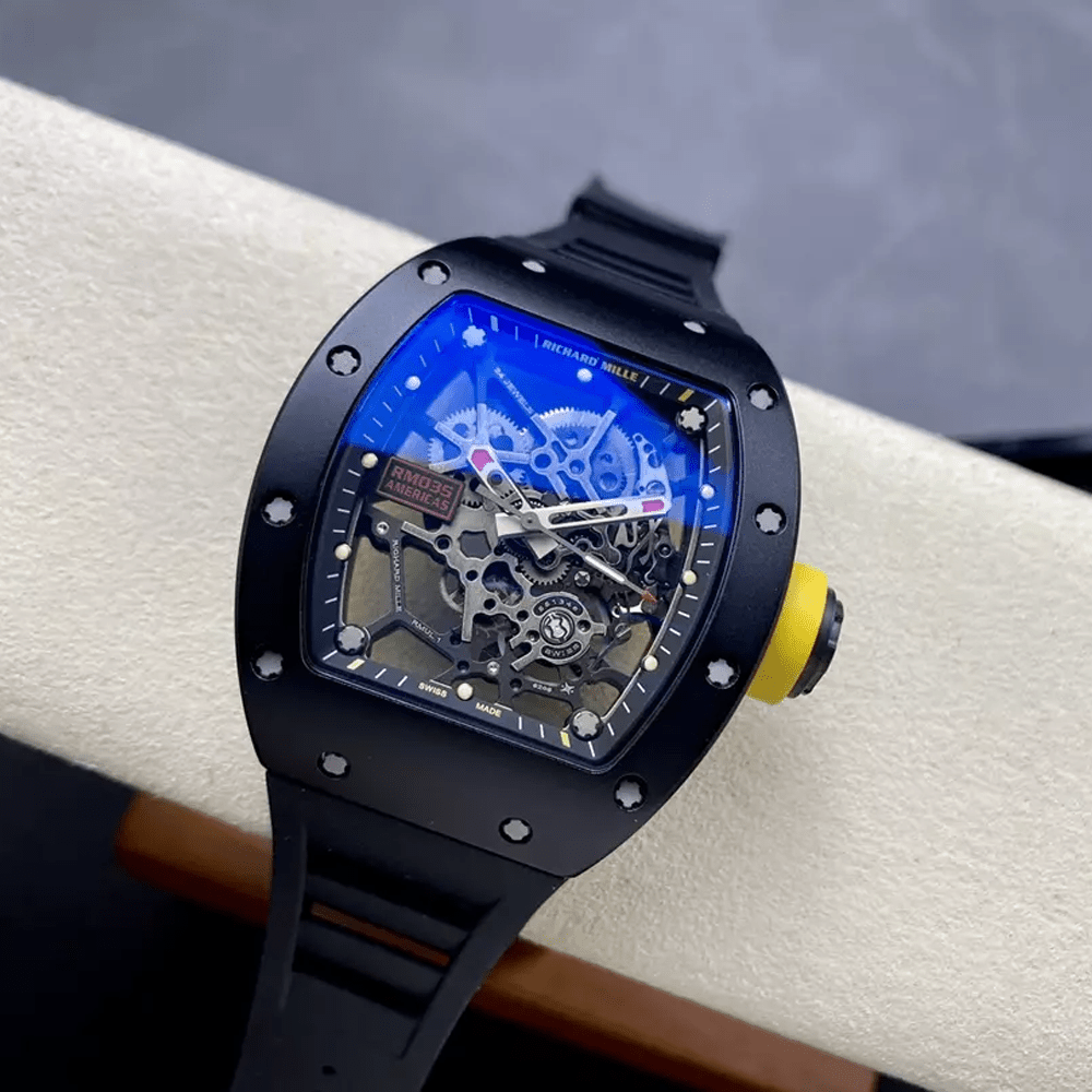 리차드밀 아메리카스 블랙 세라믹 스켈레톤 다이얼 블랙 러버 스트랩 RM035