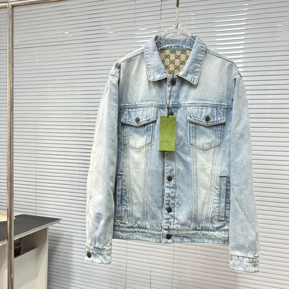 구찌 리버시블 데님 자켓 라이트 블루