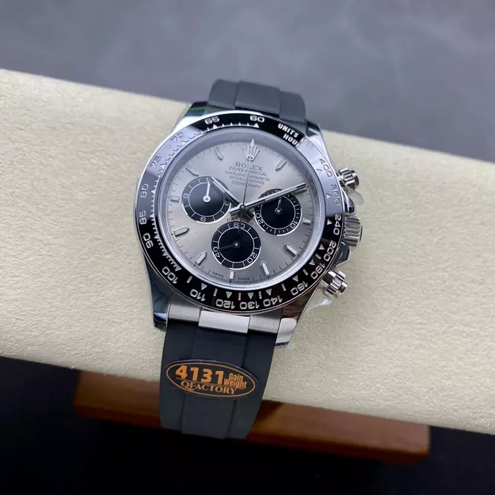 QF공장 롤렉스 크로노그래프 데이토나 그레이 다이얼 바인덱스 러버밴드 40mm (텅스텐 헤비버전) 126519