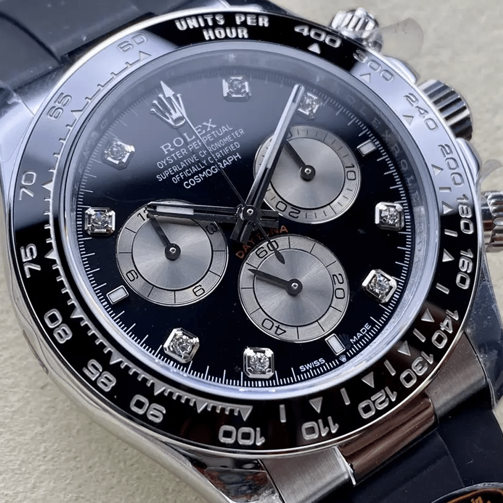 QF공장 롤렉스 크로노그래프 데이토나 블랙 다이얼 8P다이아 러버밴드 40mm (텅스텐 헤비버전) 126519