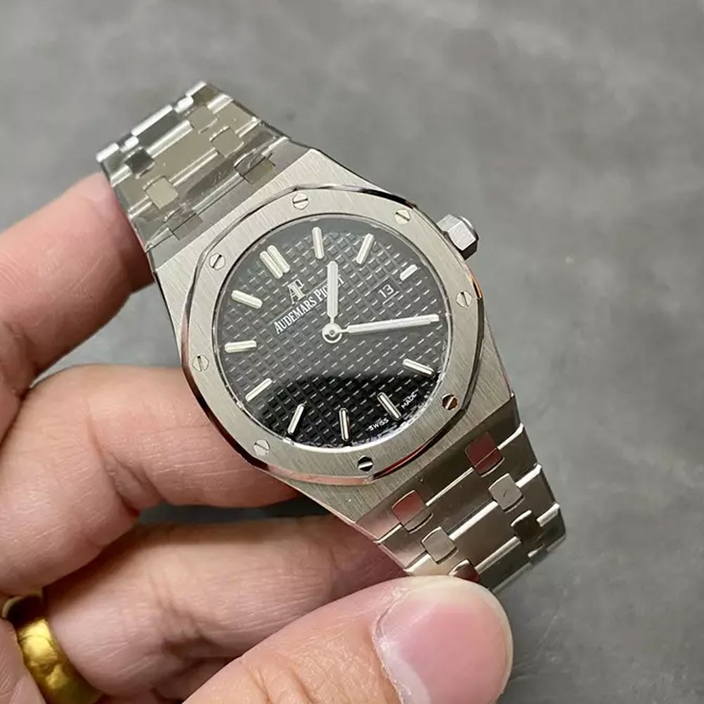 ZF공장 오데마피게 레이디 로얄오크 검판 다이얼 스틸 SS 브레이슬릿 33mm 여성용 67651