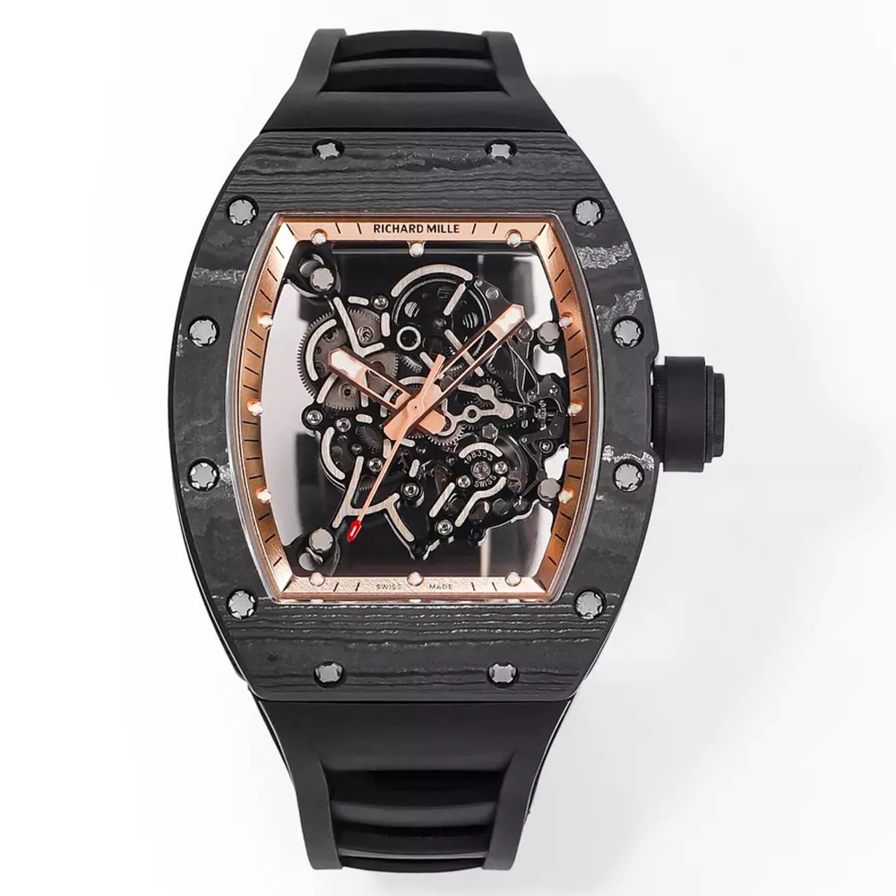 RM공장 리차드밀 부바왓슨 블랙 NTPT 카본 스켈레톤 다이얼 블랙 러버 스트랩(골드이너베젤) RM055