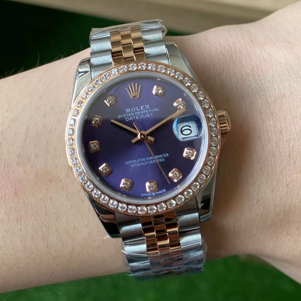 롤렉스 여성용 데이저스트 퍼플 10P 다이얼 로골 콤비 다이아 베젤 31mm 278271