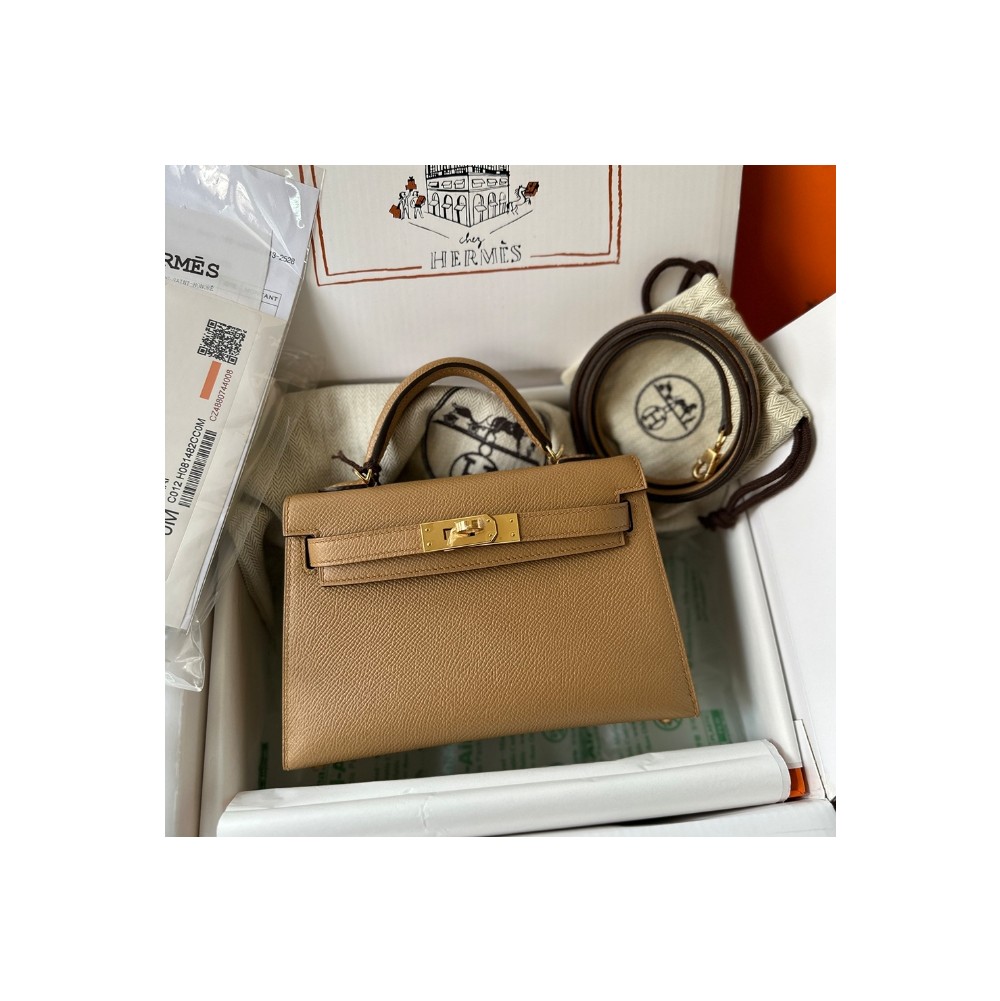 에르메스 올수공 미니 켈리 카멜 금장 앱송