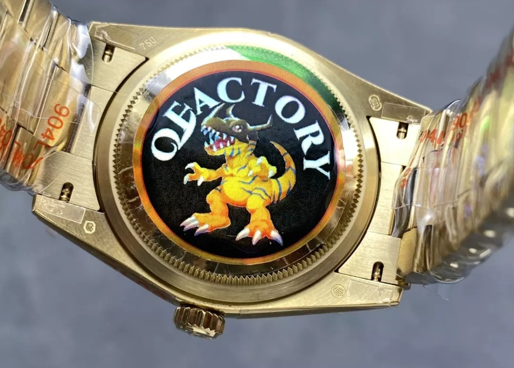 QF공장 v5 롤렉스 데이데이트 그린 다이얼 바게트다이아 YG 금통 36mm 128238