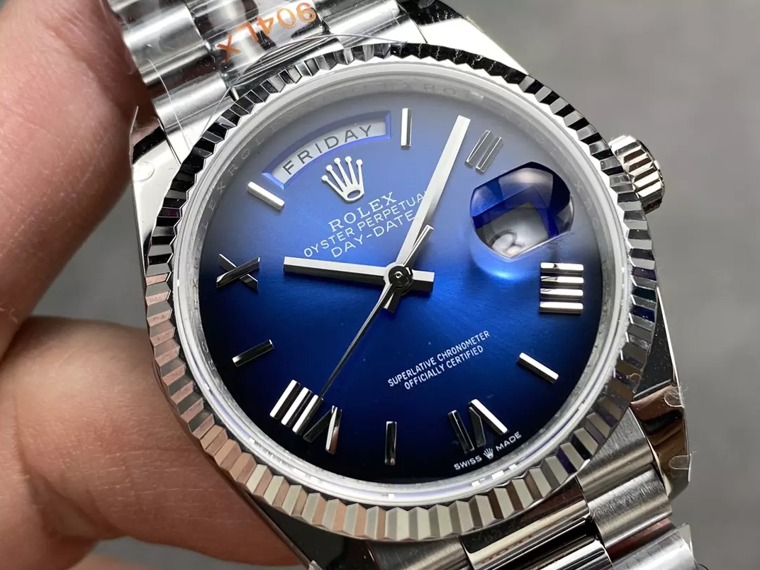 QF공장 v5 롤렉스 데이데이트 청판 로만 다이얼 화이트골드 36mm 128236