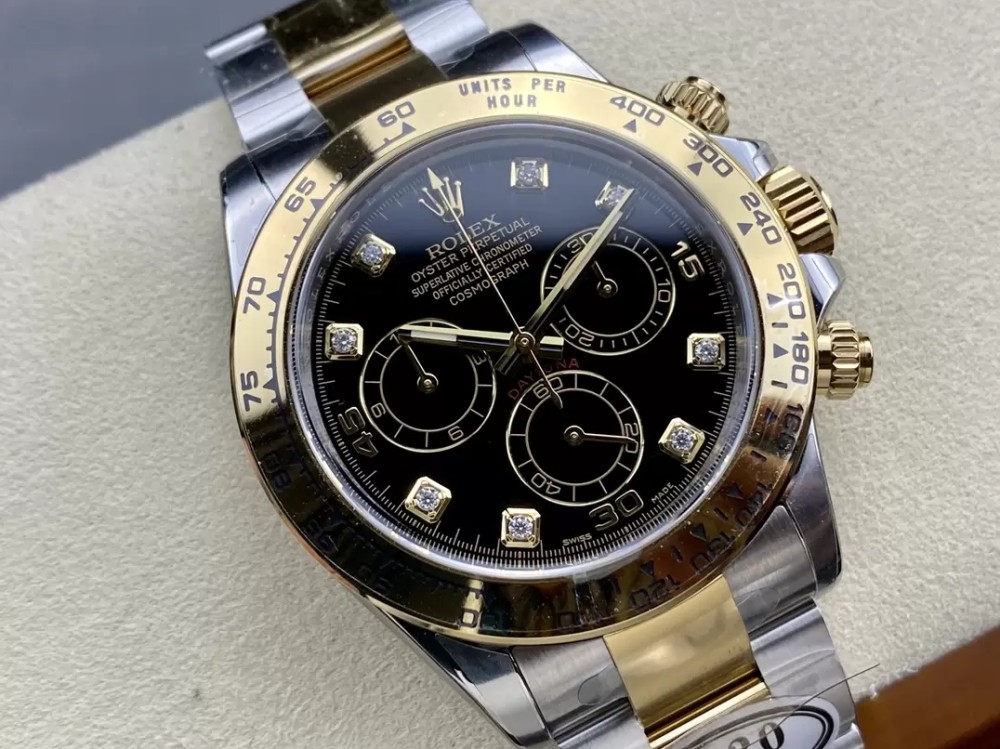 클린공장 롤렉스 데이토나 크로노그래프 블랙 다이얼 8P다이아 YG 콤비 40mm 116503