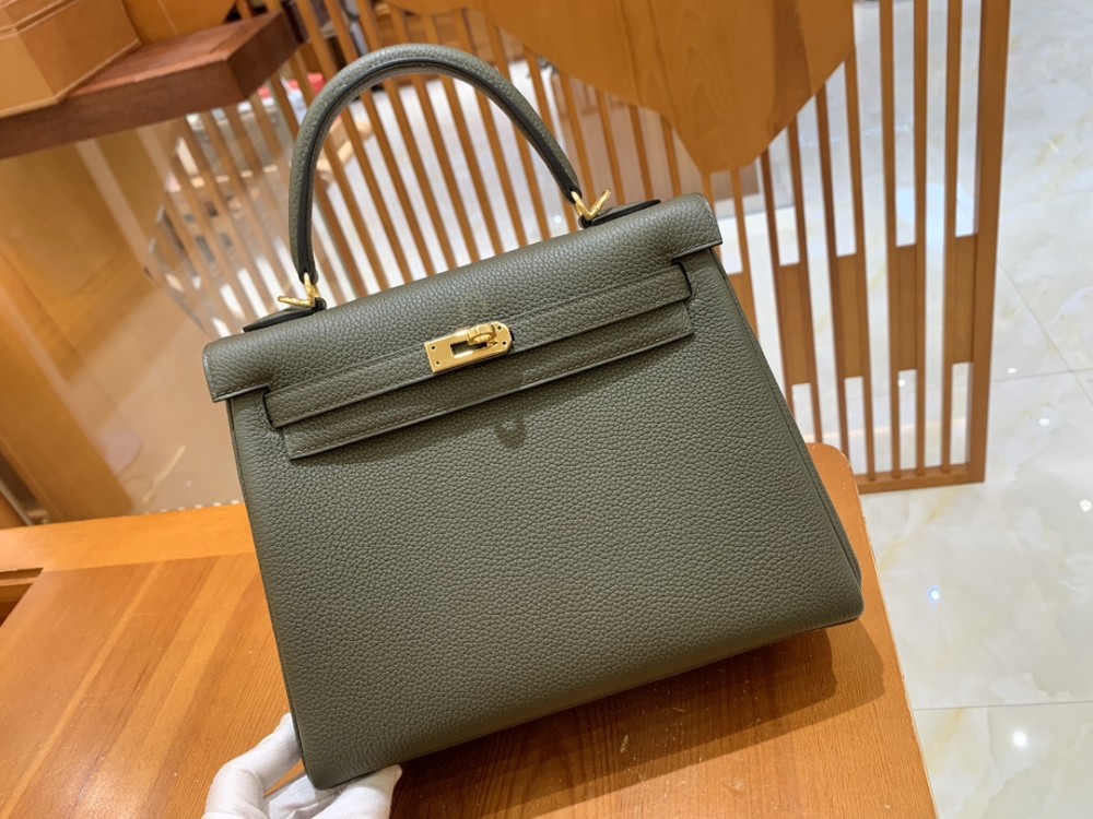 올수공 에르메스 켈리 25 토고 그레이 그린 골드 버클