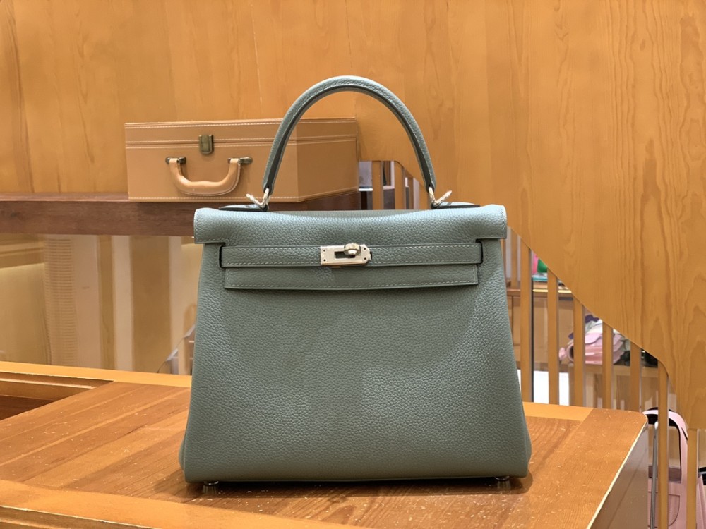올수공 에르메스 켈리 25 토고 아몬드 그린 실버 버클