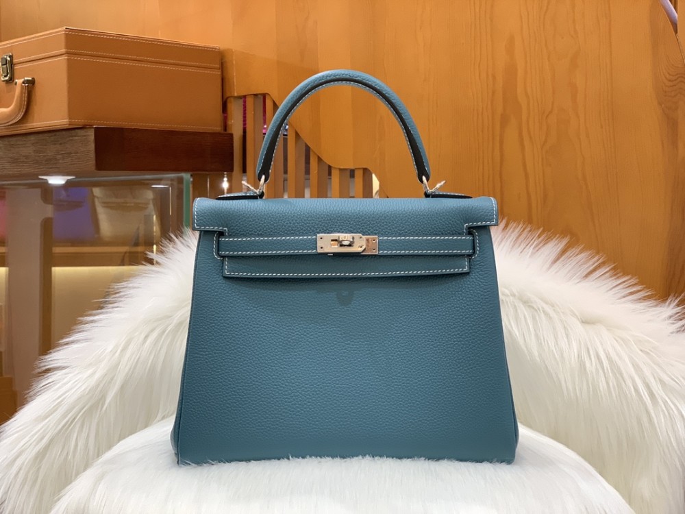 올수공 에르메스 켈리 25 토고 데님 블루 실버 버클