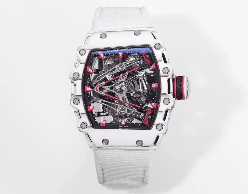 RM공장 리차드밀 부바왓슨 투르비옹 화이트/블랙 NTPT 카본 스켈레톤 다이얼 화이트 나일론 스트랩 RM38-02