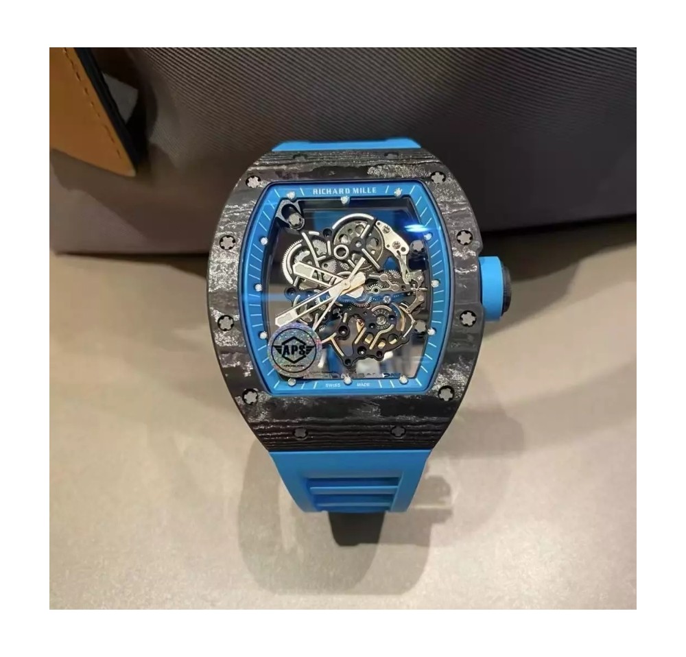 APS공장 리차드밀 부바왓슨 블랙 카본 케이스 블루 포인트 블루 밴드 RM-055