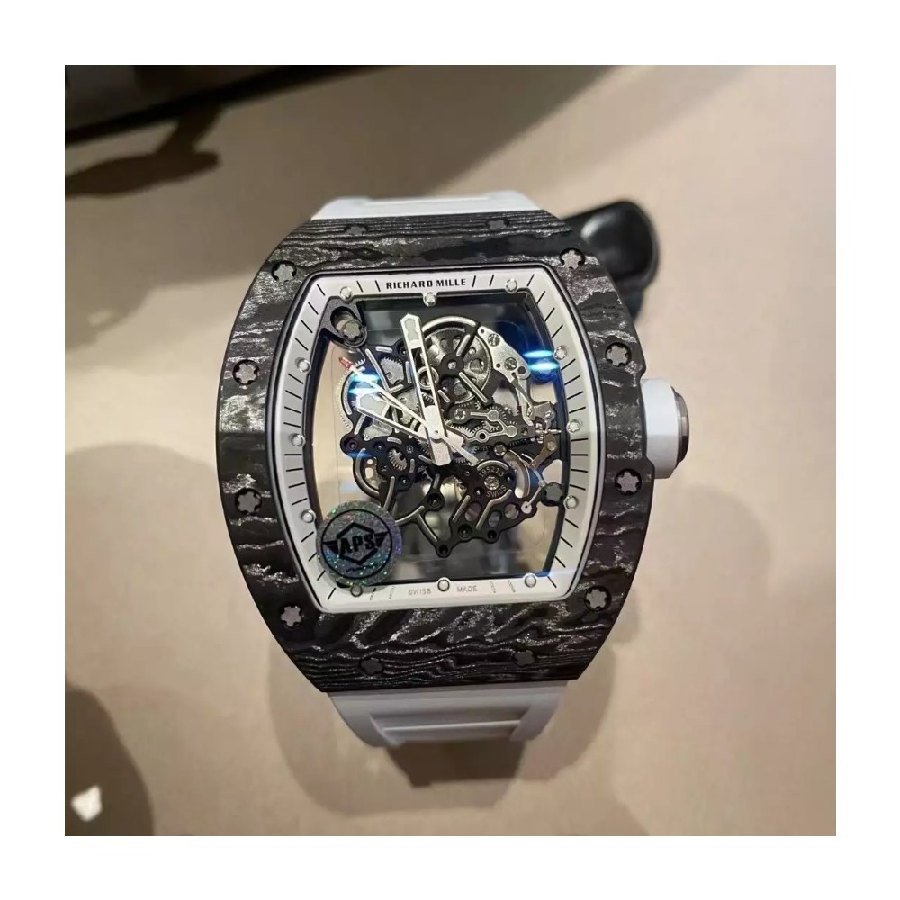 APS공장 리차드밀 부바왓슨 블랙 카본 케이스 화이트 포인트 화이트 밴드 RM-055