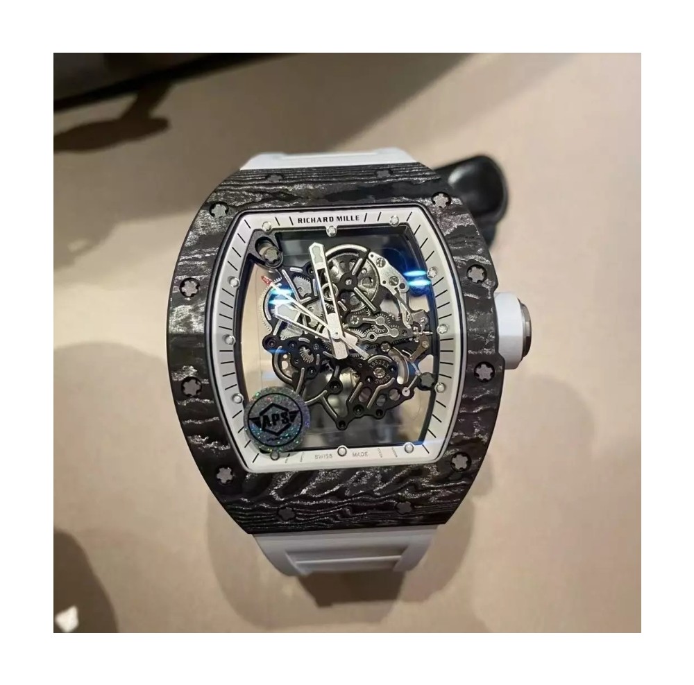 APS공장 리차드밀 부바왓슨 블랙 카본 케이스 화이트 포인트 화이트 밴드 RM-055