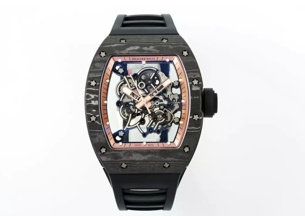 APS공장 리차드밀 부바왓슨 블랙 카본 케이스 골드 포인트 블랙 밴드 RM-055