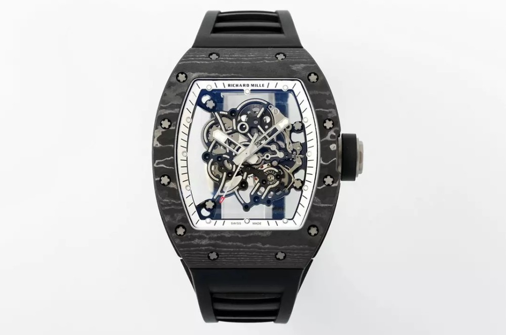 APS공장 리차드밀 부바왓슨 블랙 카본 케이스 화이트 포인트 블랙 밴드 RM-055