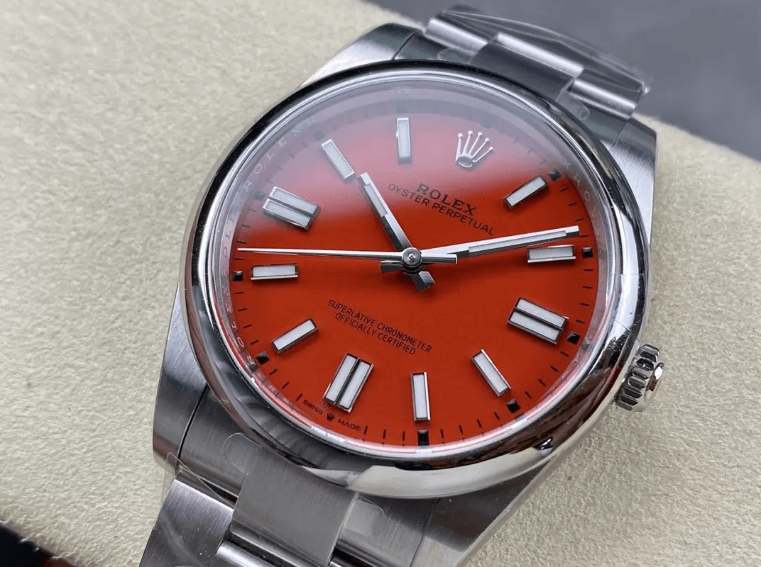 롤렉스 오이스터 퍼페츄얼 레드 다이얼 바인덱스 SS 브레이슬릿 36mm 126000