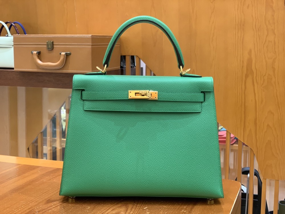 올수공 에르메스 켈리 25 엡송 대나무 그린 골드 버클