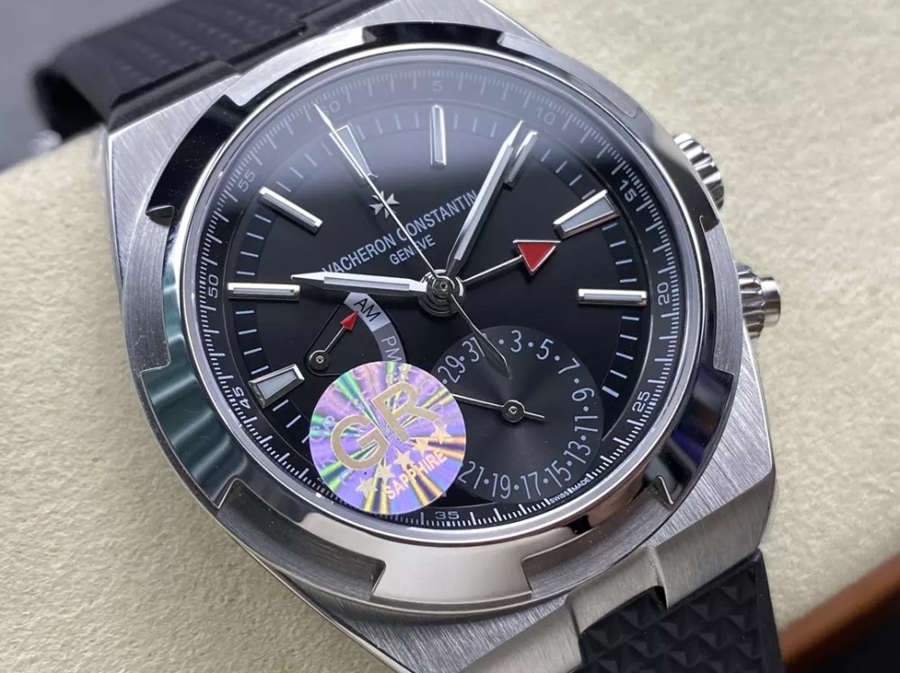 GR공장 바쉐론 콘스탄틴 오버시즈 듀얼 타임 블랙 다이얼 러버 스트랩 41mm 7920V