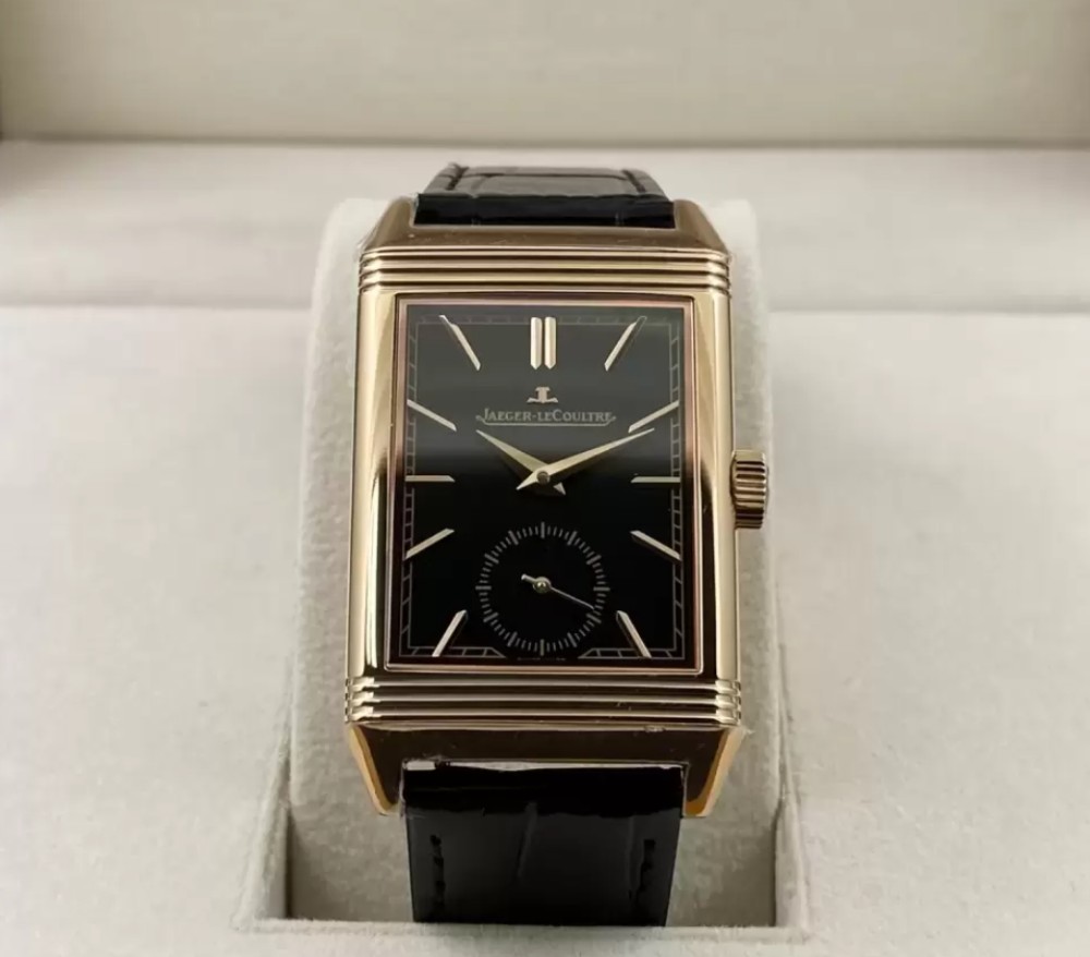 MG공장 예거르쿨트르 리베르소 Tribute Monoface Small Seconds 블랙 다이얼 레더 스트랩 Q713256J