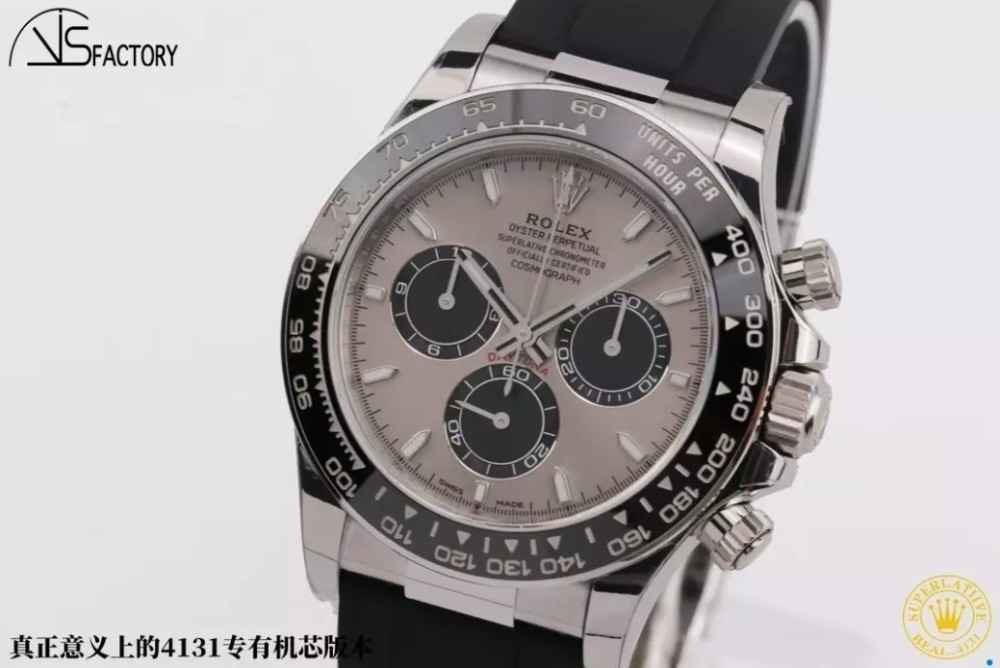 VS공장 롤렉스 데이토나 크로노그래프 그레이 다이얼 바인덱스 40mm 러버밴드 126506