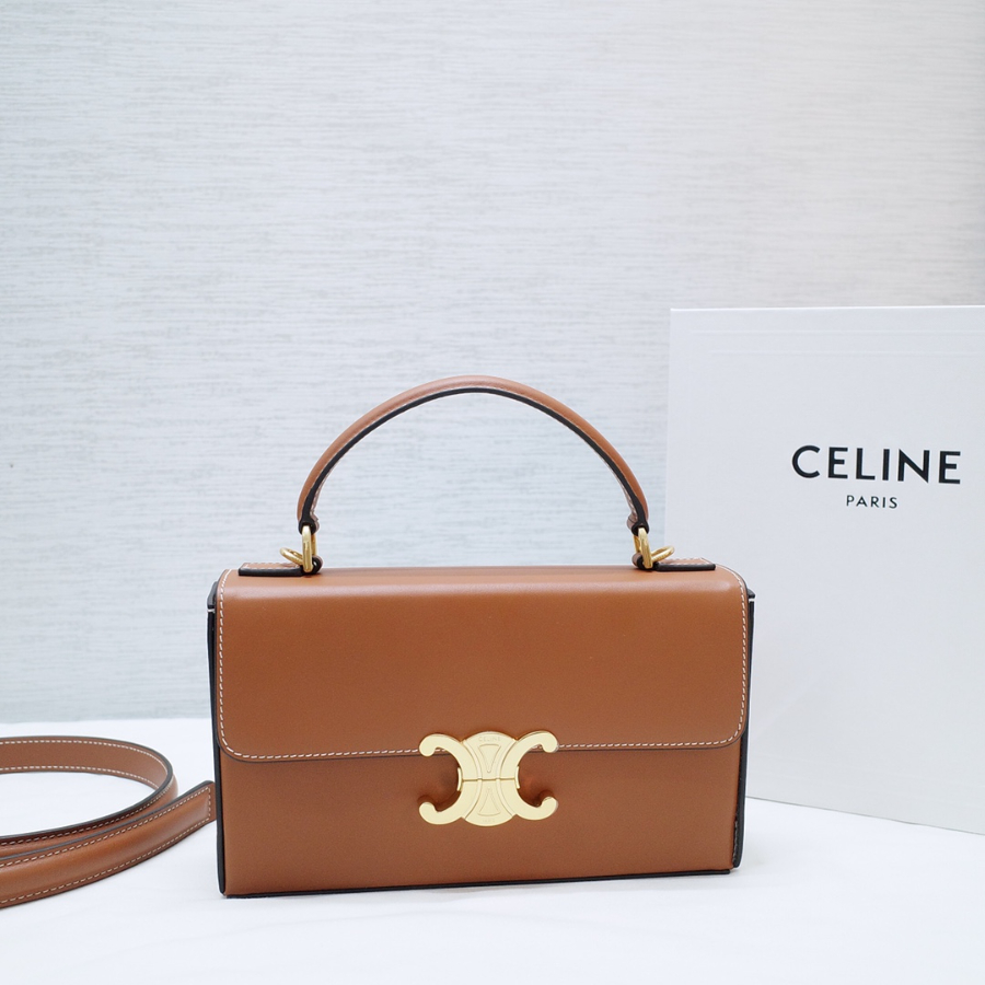 셀린느 박스 트리오페 탑핸들백 브라운