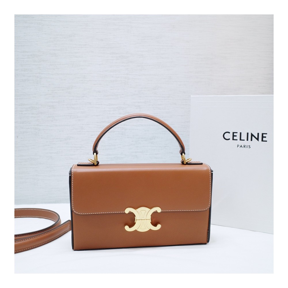 셀린느 박스 트리오페 탑핸들백 브라운