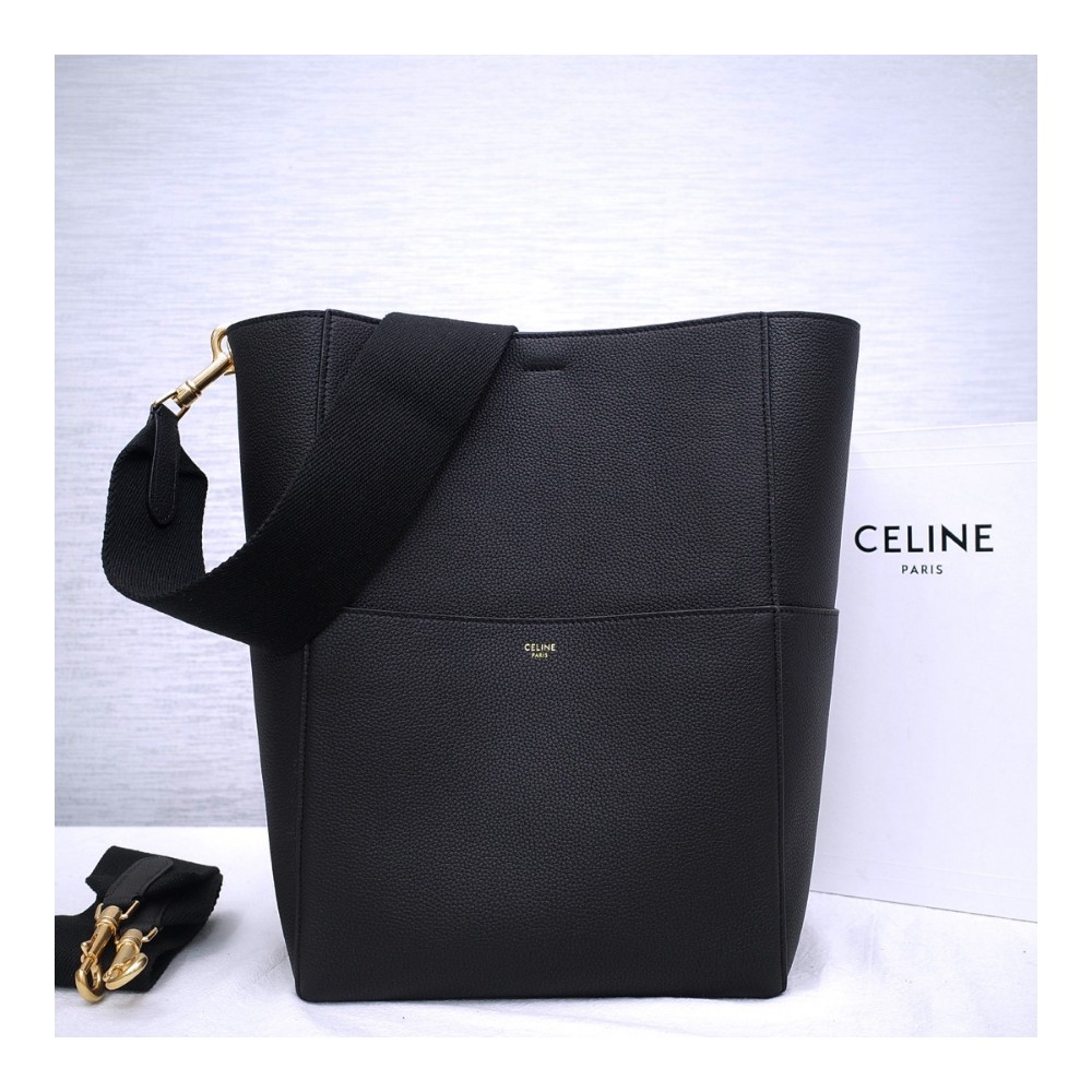 셀린느 버킷백 소프트 그레인 카프스킨 블랙