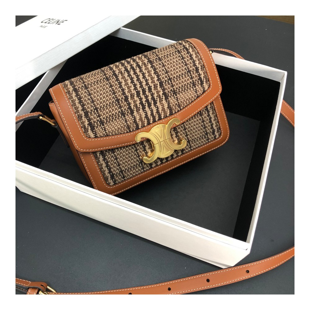 셀린느 틴 트리옴페 백 인 트위드 베이지/탄