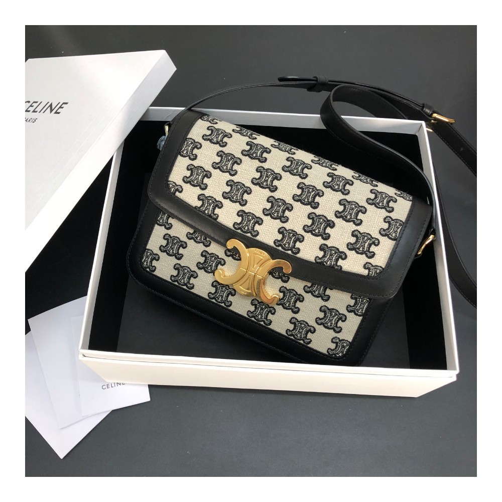 셀린느 틴 트리옴페 백 인 트위드 블랙