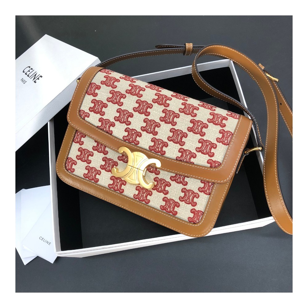 셀린느 틴 트리옴페 백 인 트위드 레드