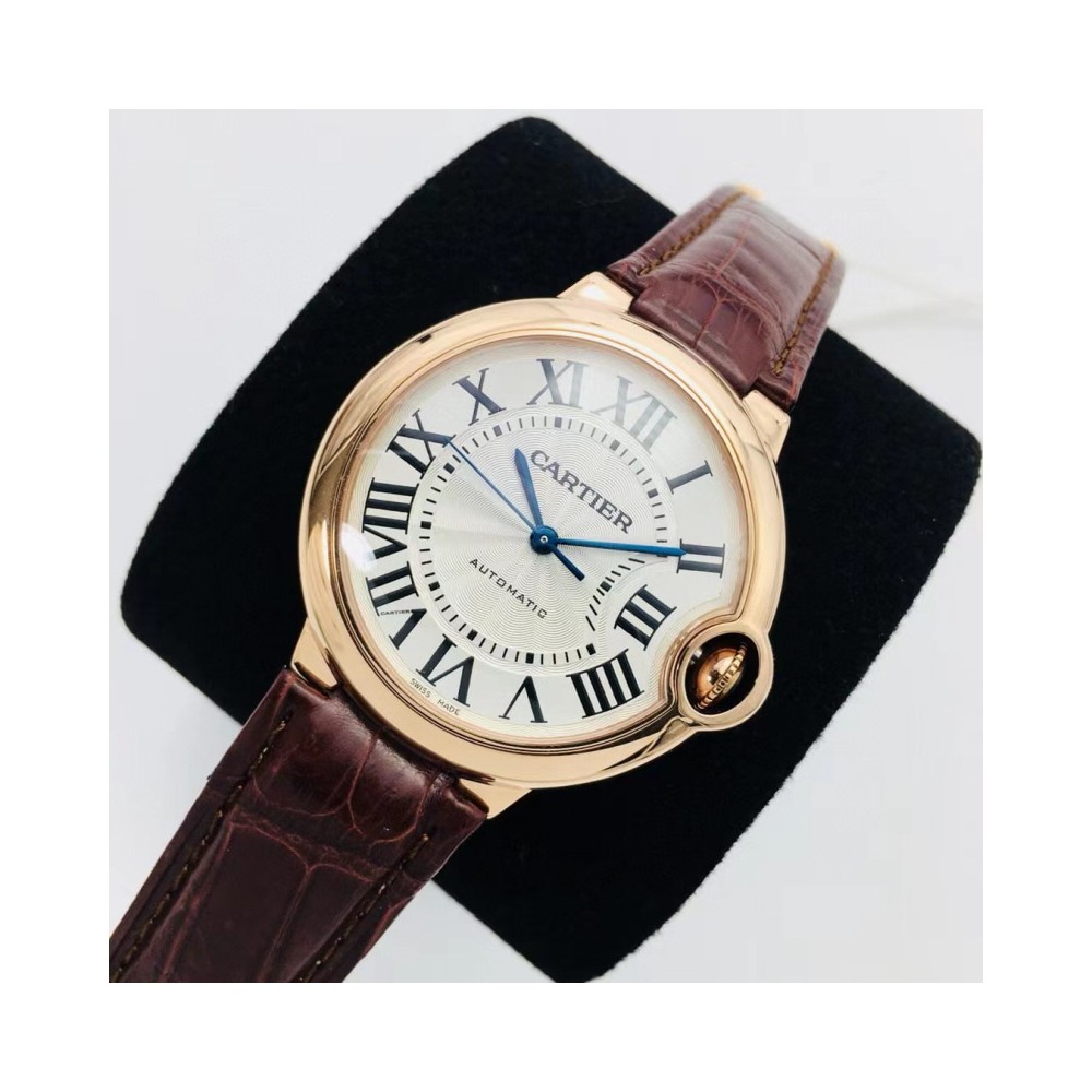 AF공장 까르띠에 블루 벌룬 화이트 다이얼 로즈골드 브라운 레더 스트랩 33mm