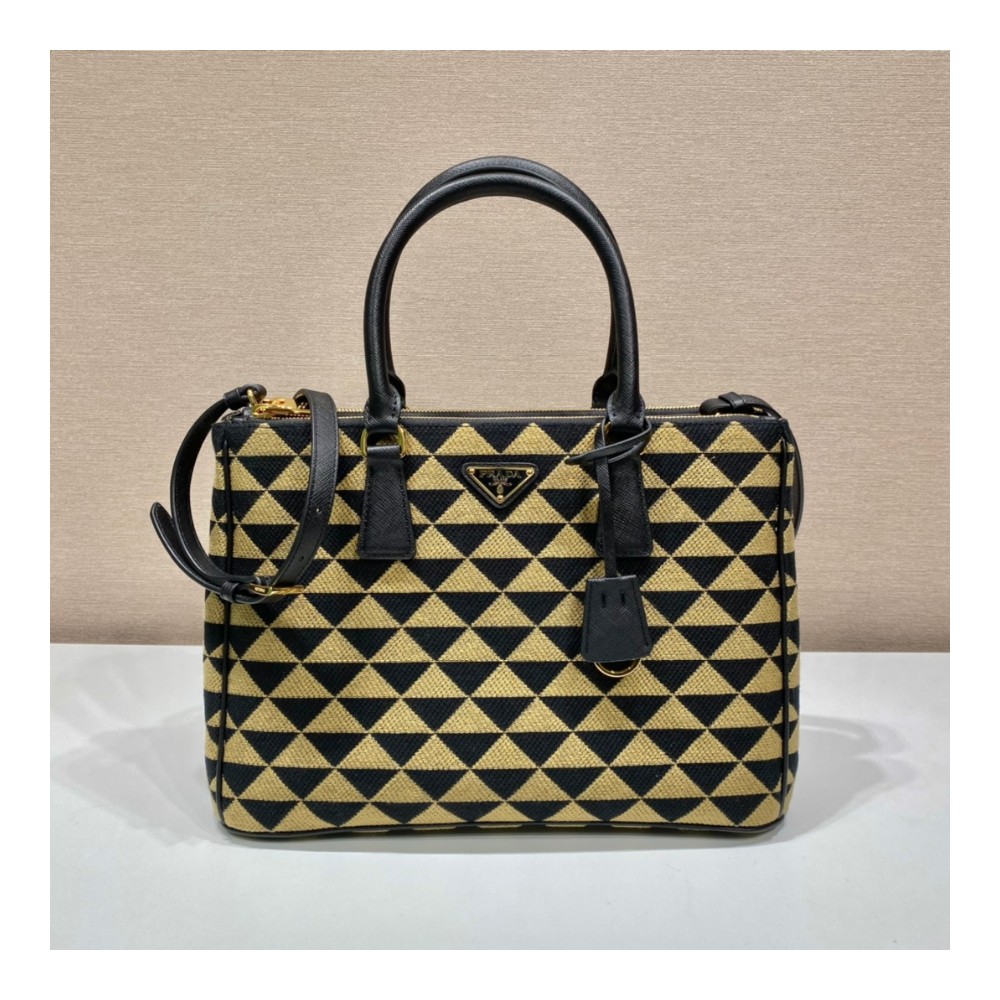 스몰 프라다 갤러리아 자수 패브릭 백