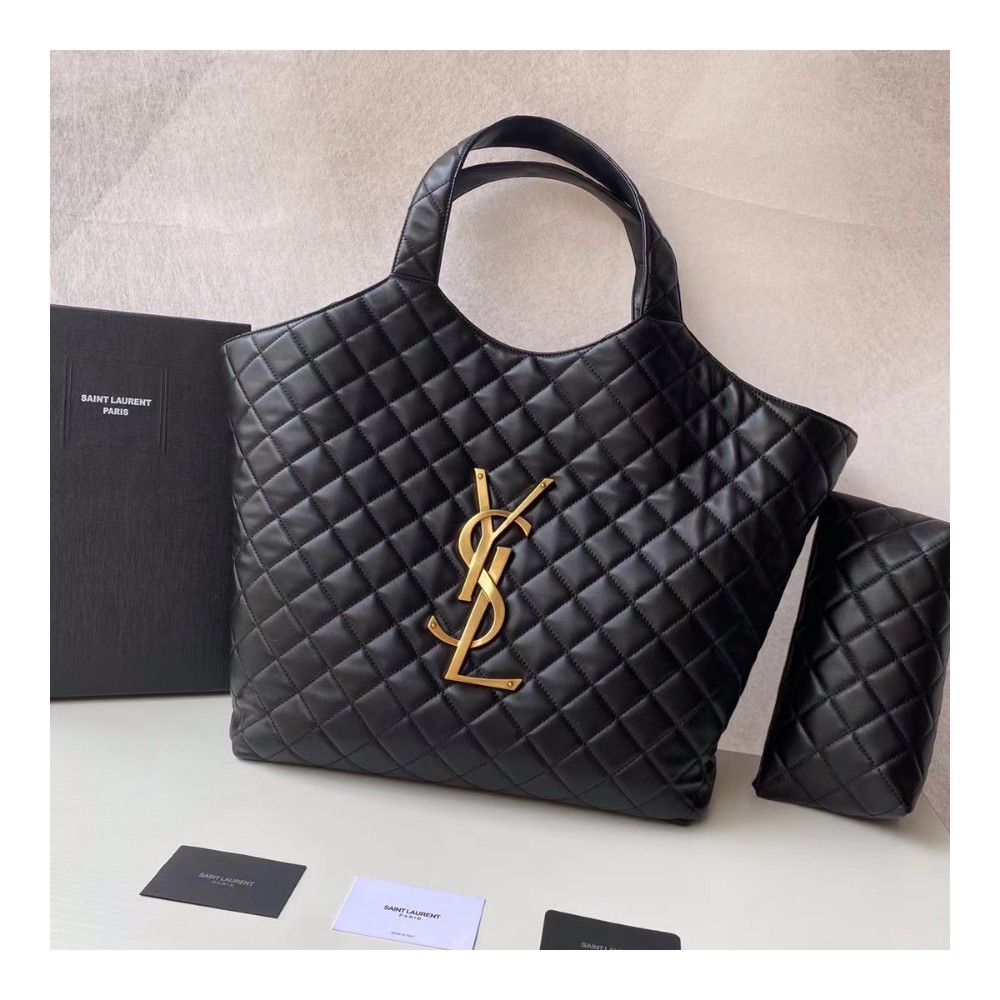 생로랑 맥시 쇼퍼백 금장 블랙