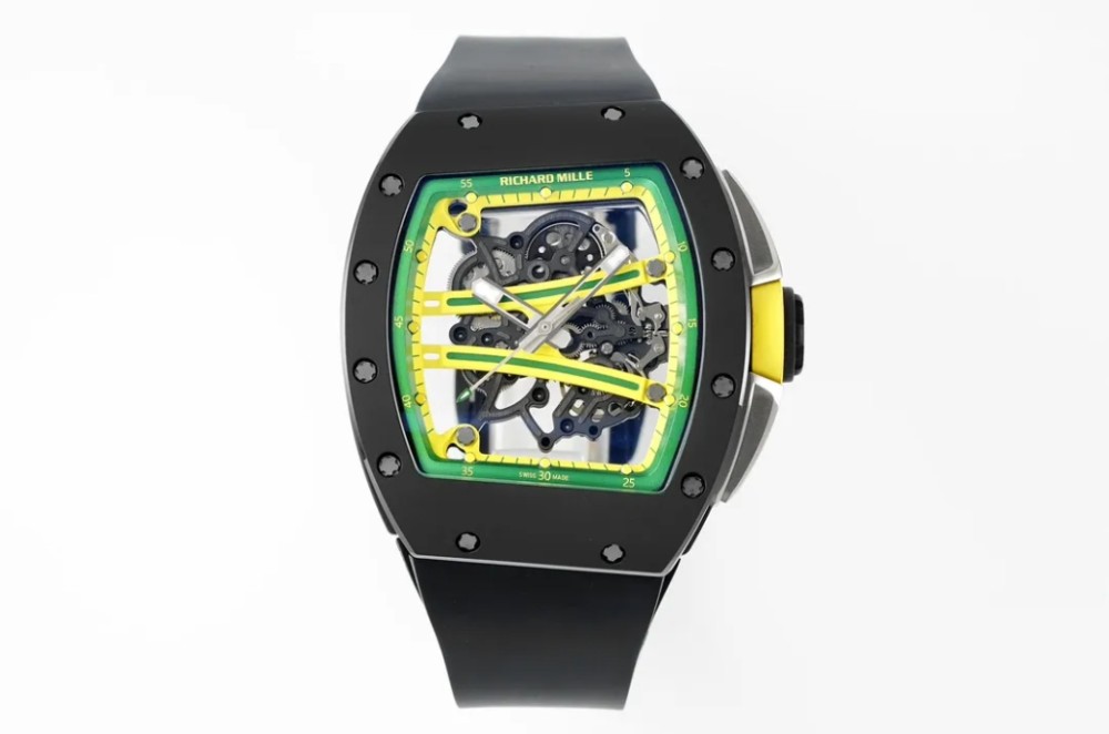 ZF공장 리차드밀 RM61-01 블랙 세라믹 1:1 베스트 에디션 옐로우 러버 스트랩 RMUL2
