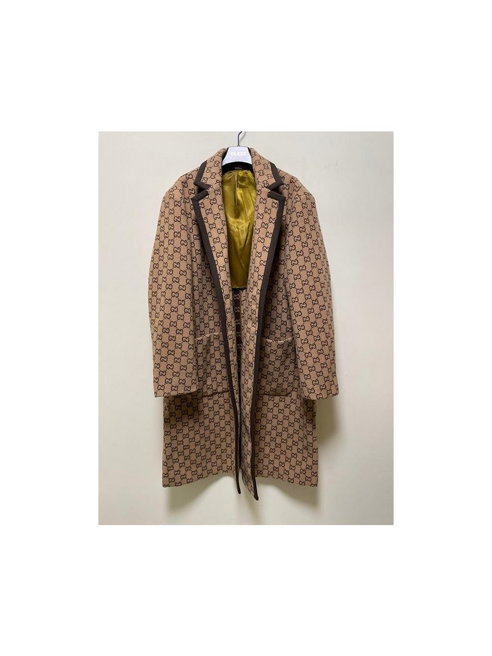 구찌 gg 양모 자카트 롱 코트