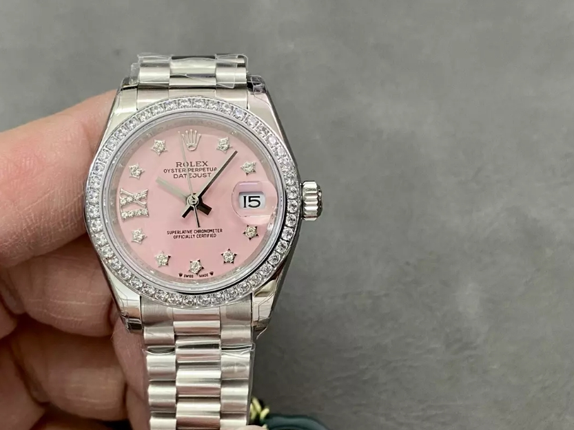 GS공장 롤렉스 레이디 데이저스트 핑크 다이얼 다이아몬드 마커 실버 28mm 279173