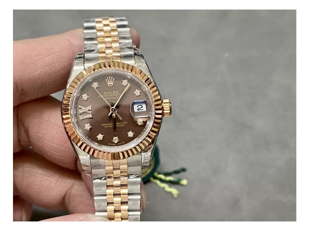 GS공장 롤렉스 레이디 데이저스트 브라운 다이얼 10P 다이아 로즈골드 콤비 28mm 279171
