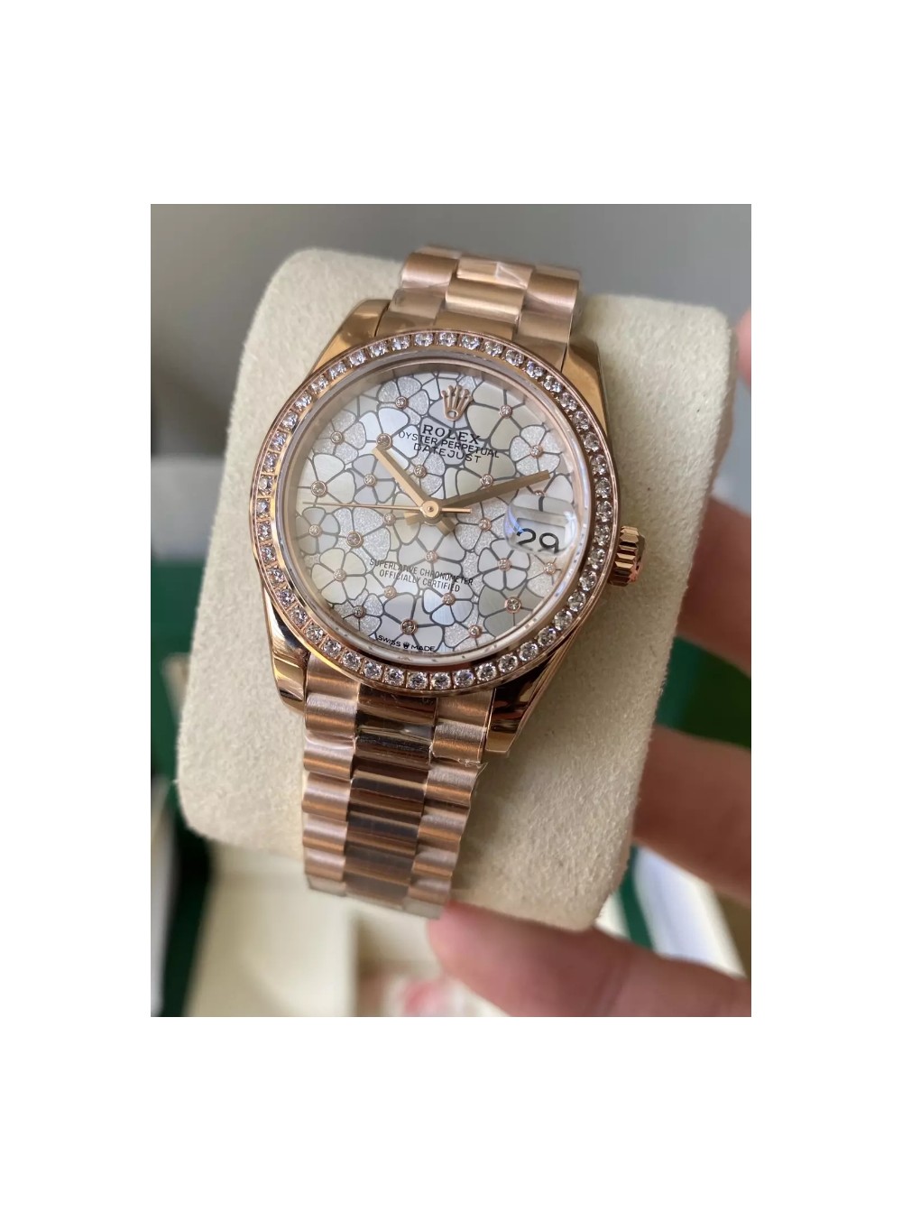 A+공장 롤렉스 여성용 데이저스트 플로럴 다이얼 다이아베젤 31mm 278285