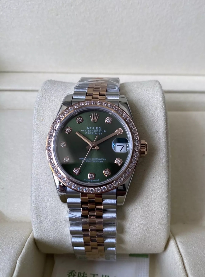 A+공장 롤렉스 여성용 데이저스트 그린 다이얼 다이아베젤 콤비 SS/RG 31mm 278381