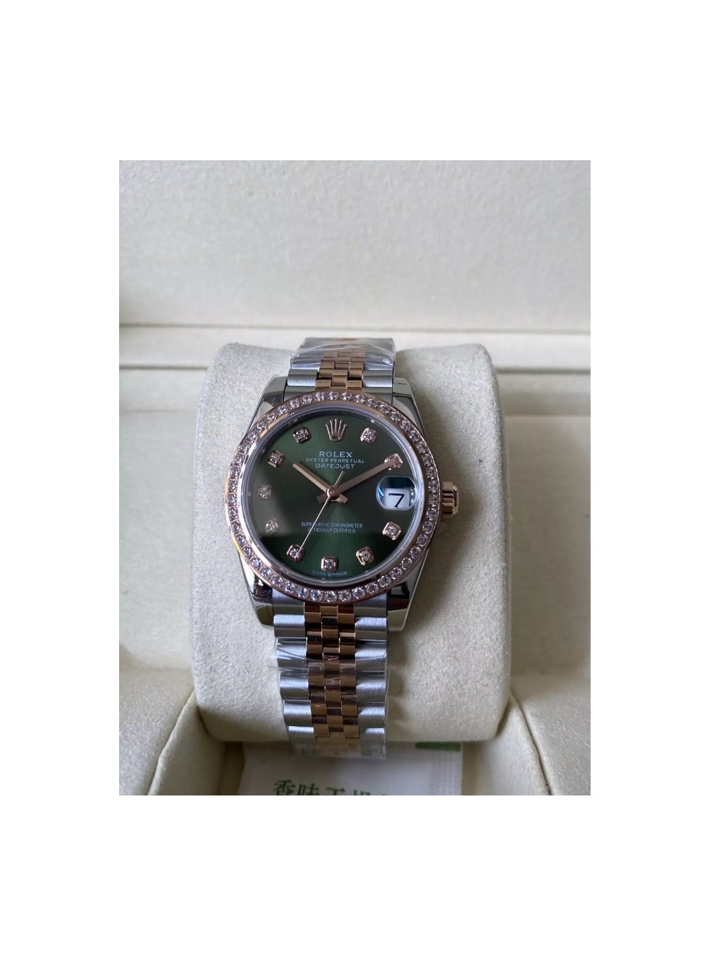A+공장 롤렉스 여성용 데이저스트 그린 다이얼 다이아베젤 콤비 SS/RG 31mm 278381
