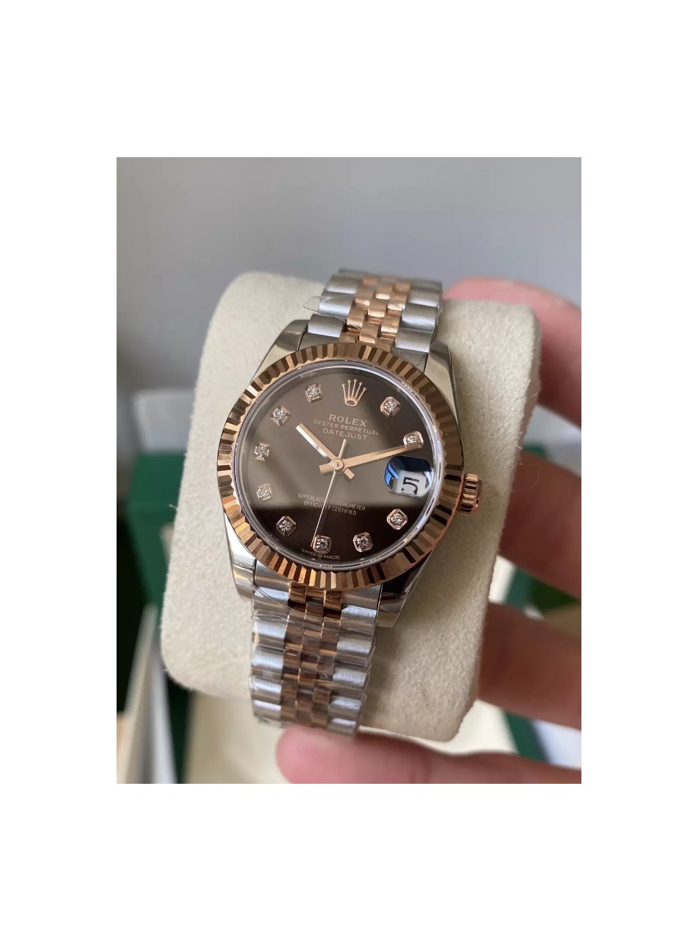 A+공장 롤렉스 여성용 데이저스트 브라운 다이아몬드 다이얼 콤비 SS/RG 31mm 278271