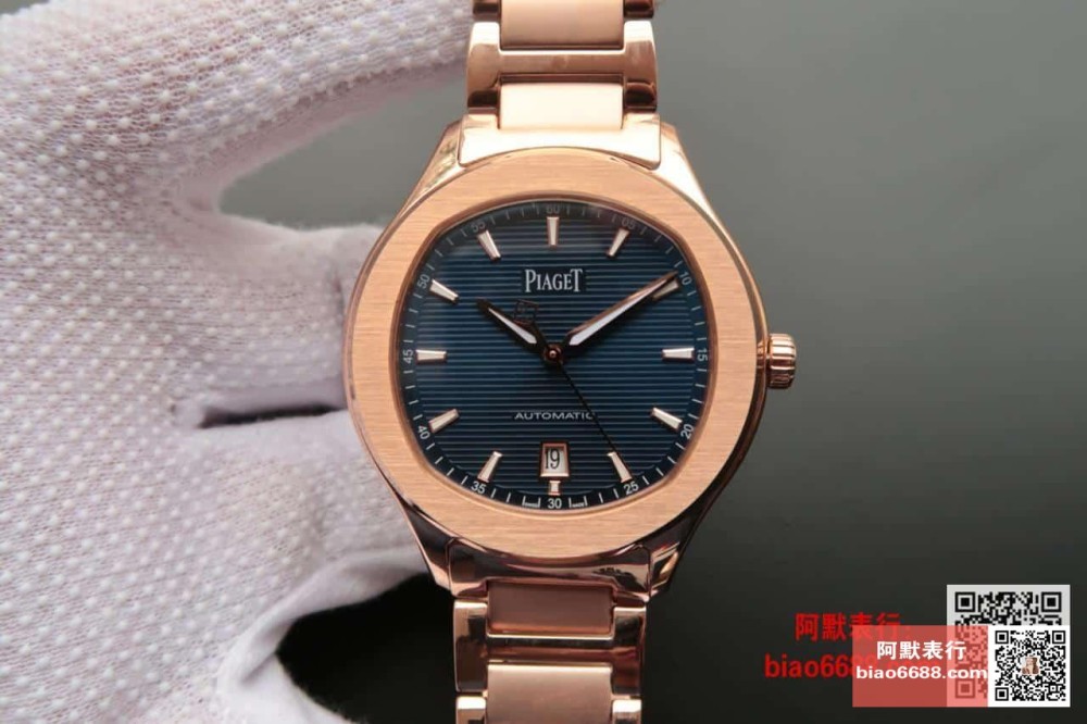 MKS공장 피아제 POLO 데이트 블루 다이얼 로즈골드 금통 42mm G0A41002