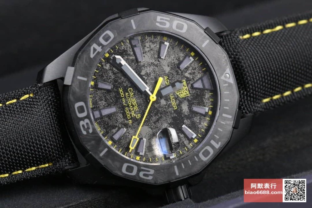 TB공장 태그호이어 아쿠아레이서 칼리버5 카본 750개 한정판 블랙 나일론 스트랩 41mm WBD218B.FC6446