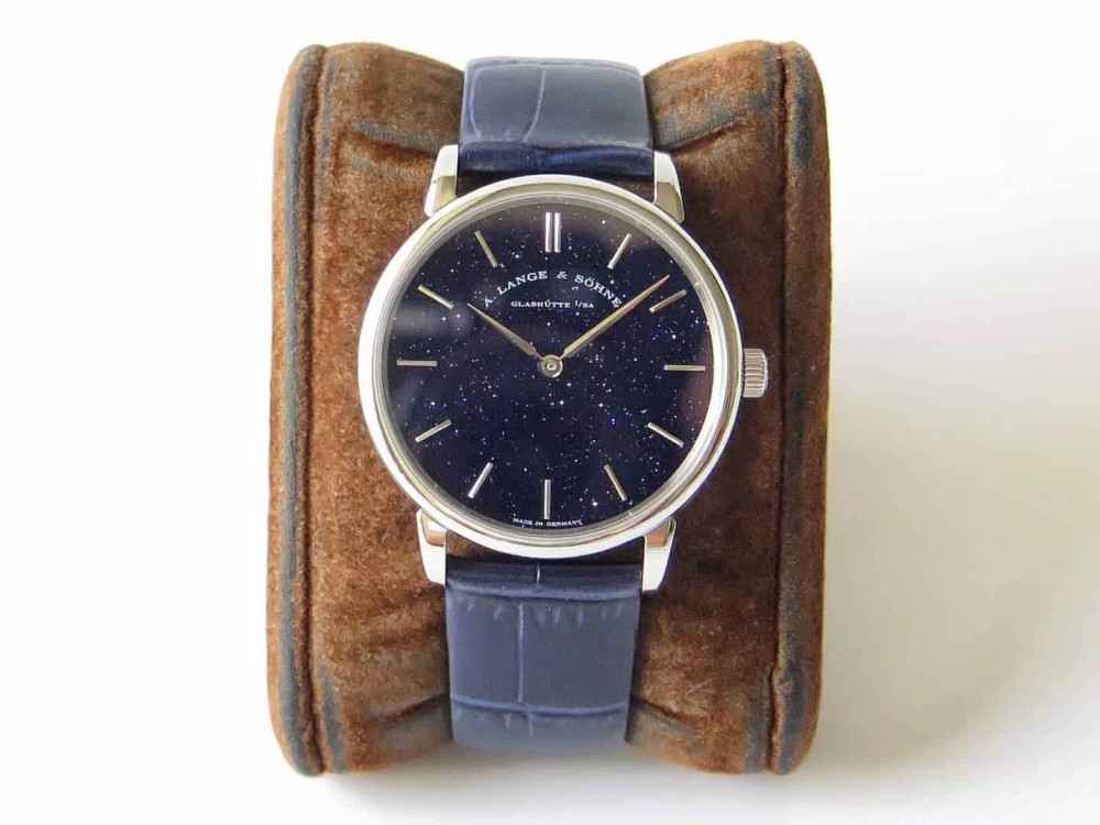SV공장 랑에 운트 죄네 SAXONIA 레더 스트랩 드레스 워치 39mm 205.086