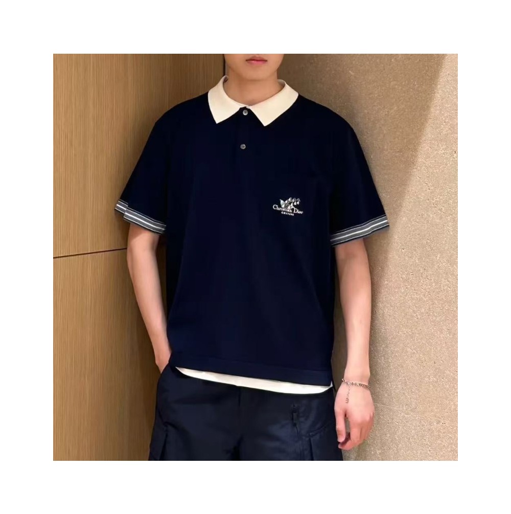 디올 은방울꽃 폴로 블루 코튼 반팔 셔츠