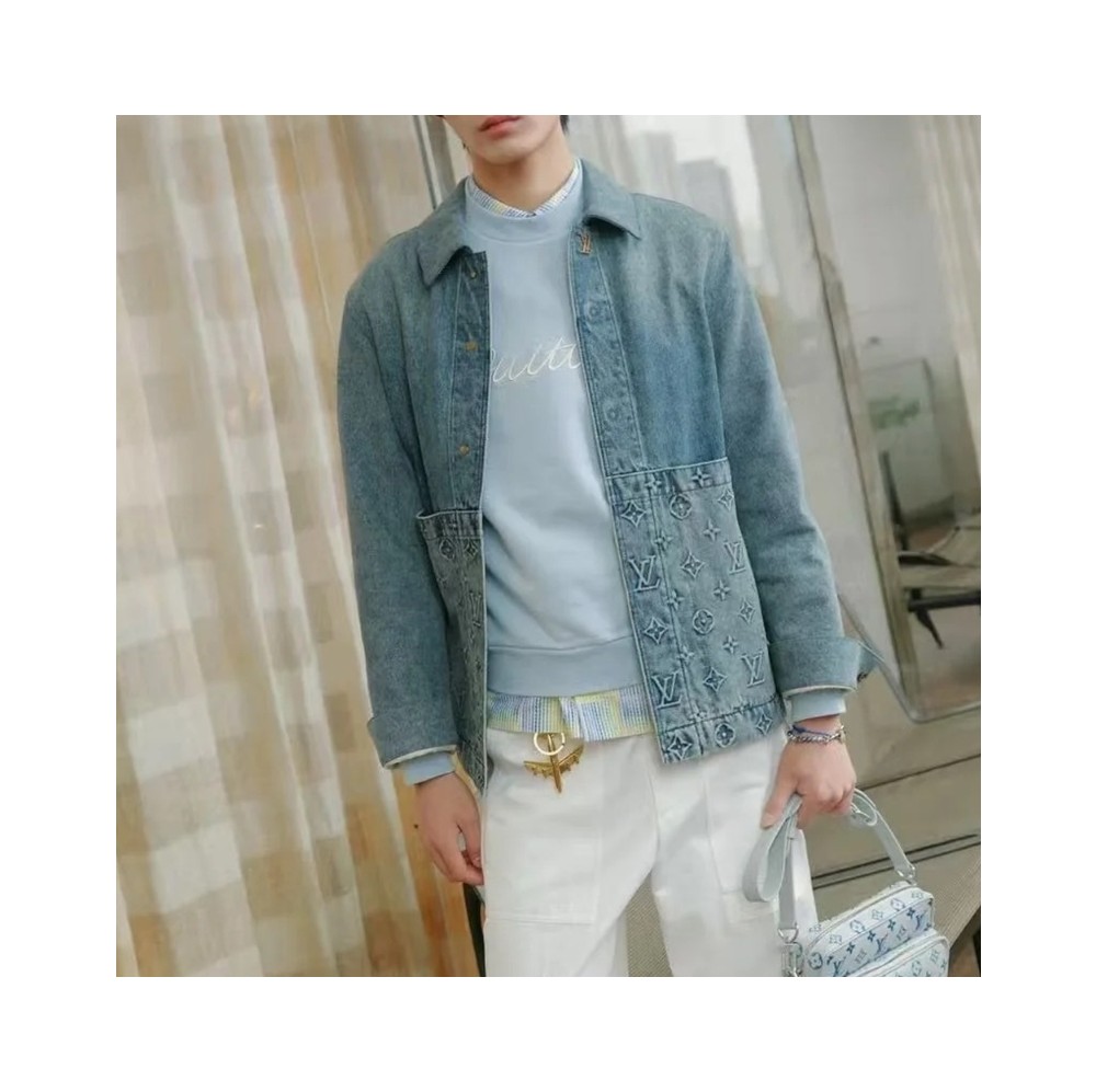 루이비통 업사이클 데님 캔버스 자켓 인디고