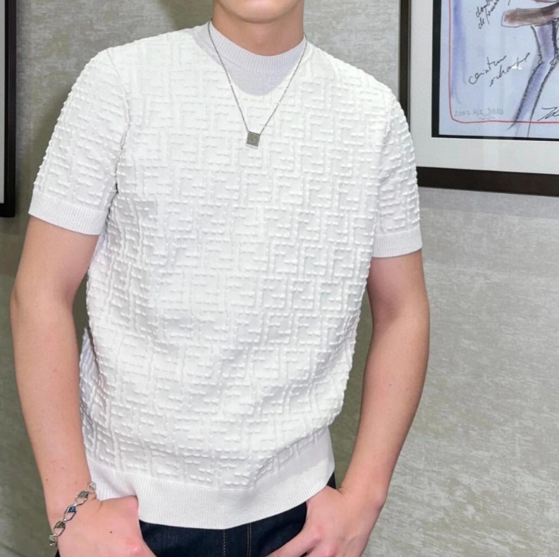 펜디 아이보리 코튼 블랜드 반팔 화이트