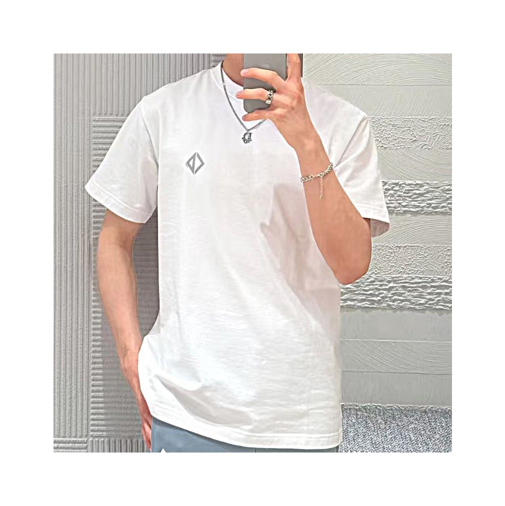 디올 다이아몬드 캐주얼 핏 반팔 티셔츠 화이트